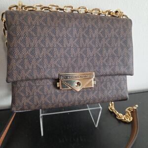 Michael Kors Women's Cece Vegan Leather Small Flap Shoulder Bag In Brown